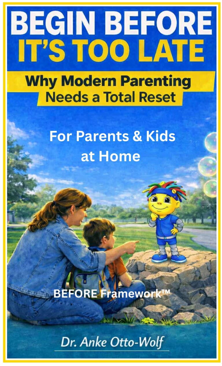 Book cover: parent and child with mascot